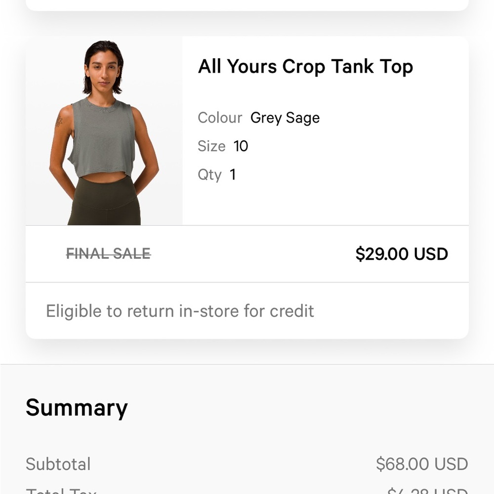 All Yours Crop Tank Top - Gray Sage